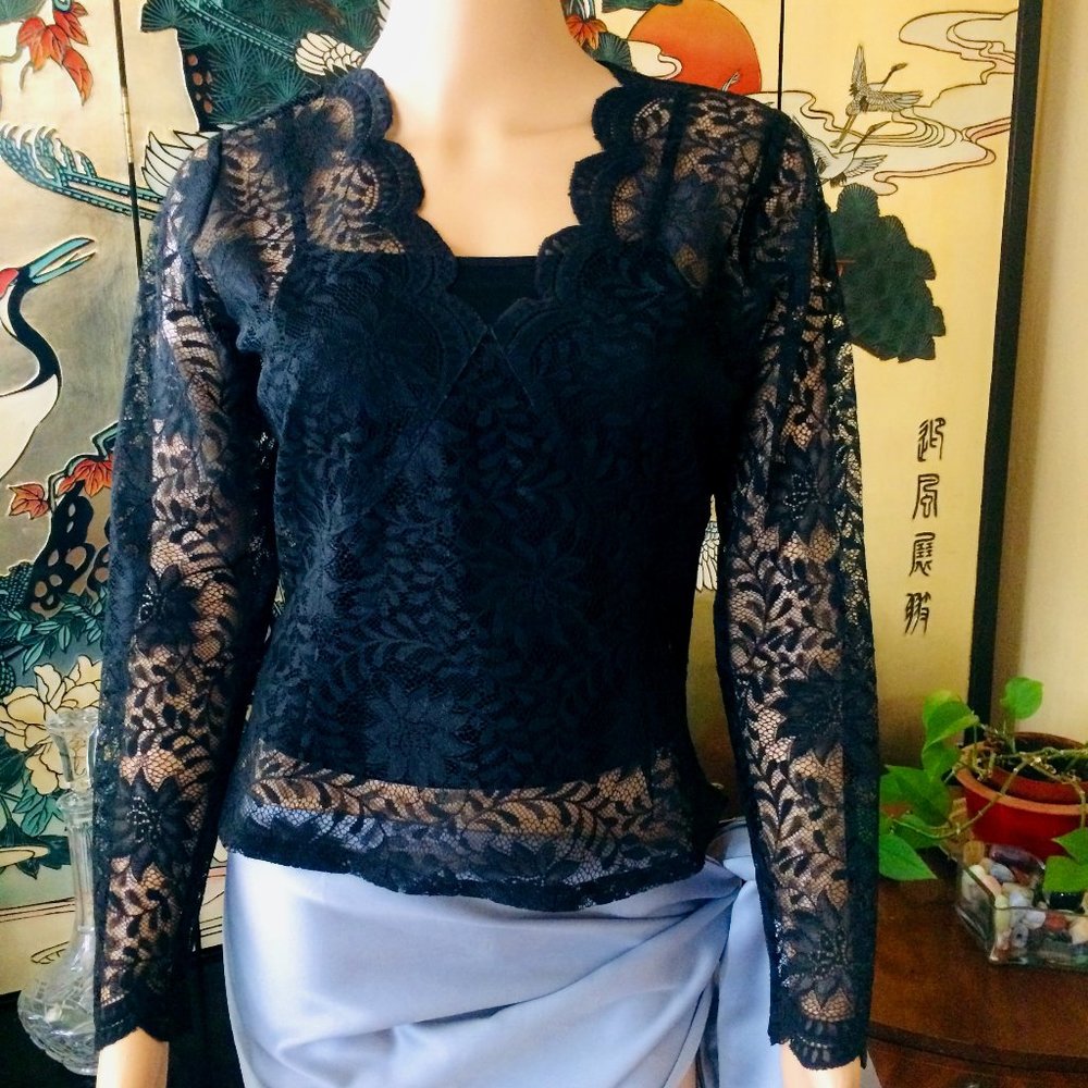 Isda & Co Black Lace Top, Size 2